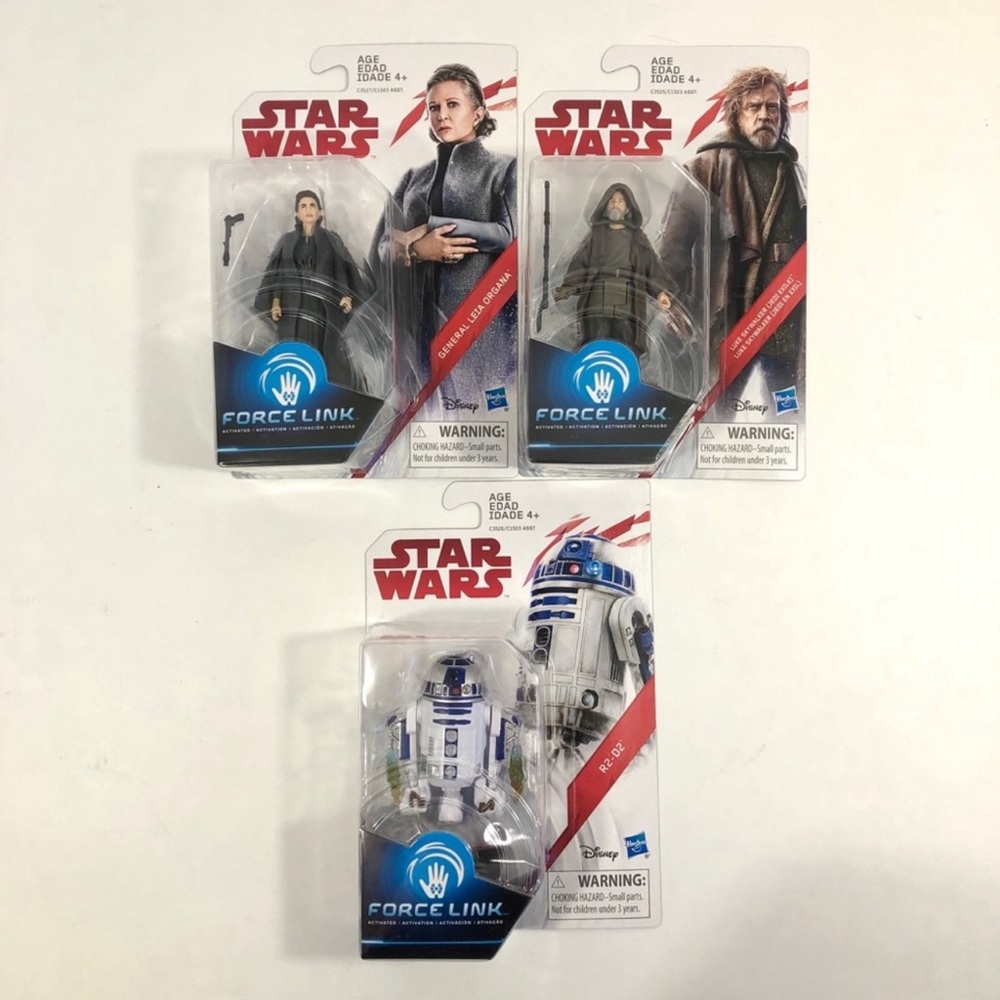 Star Wars Hasbro Force Link 3.75" Figures Luke, Leia And R2D2 Lot of 3!